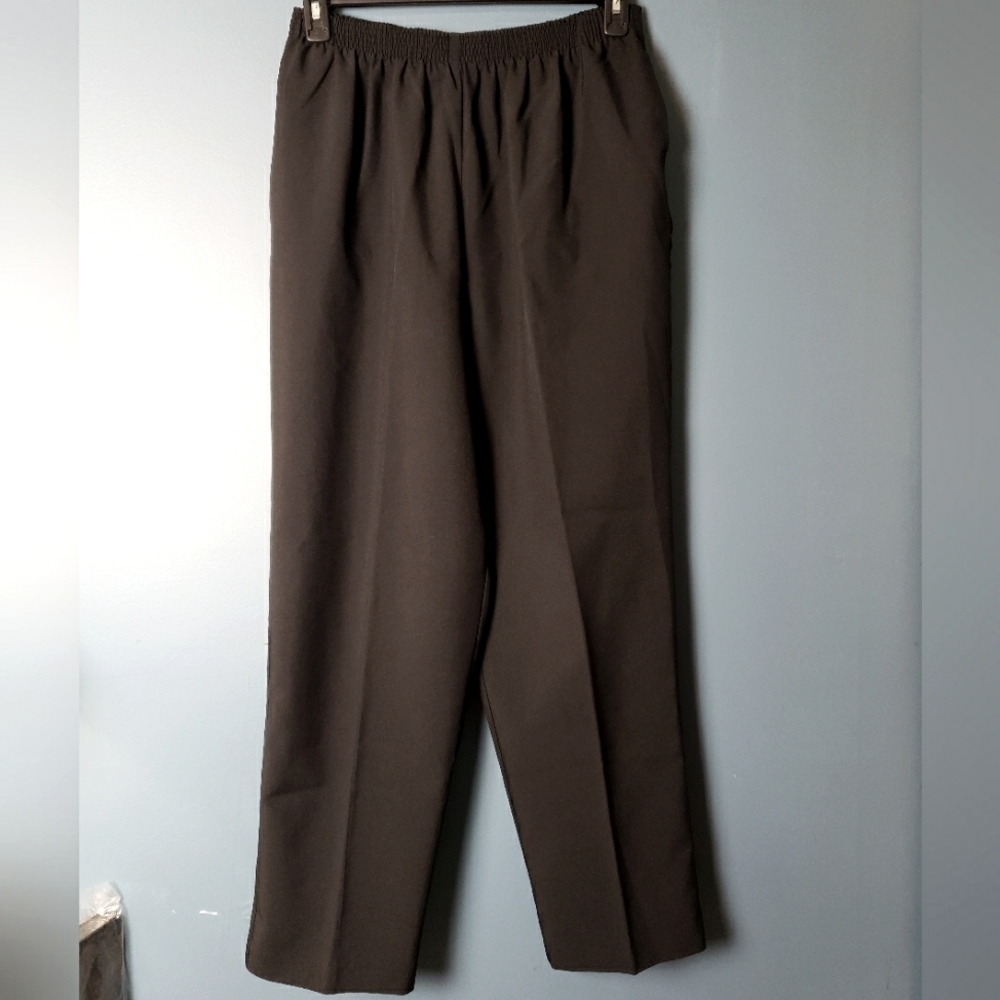 BonWorth Black Straight Leg Elastic Waist‎ Dress Trouser Pants Women's L